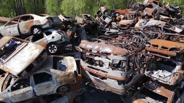 Shot and Burned Cars After the Fighting in the City of Irpin Ukraine