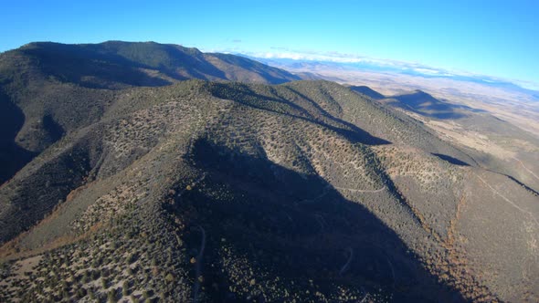 Siskiyou Pass Aerial View Flying Above Curved Mountain Roads On The Border Of Oregon And California