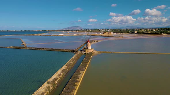 Natural Reserve of the Saline Dello Stagnone Near Marsala and Trapani Sicily