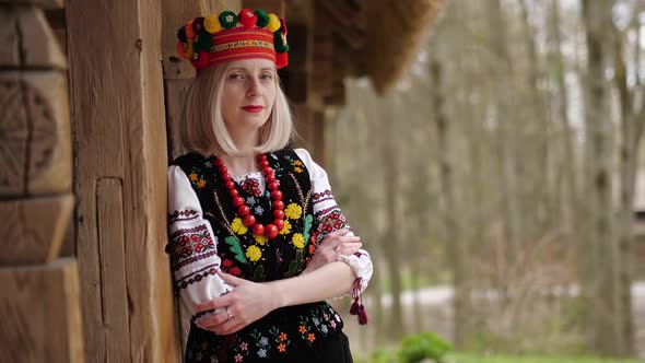 Ukrainian Woman in Traditional Ukrainian National Costume