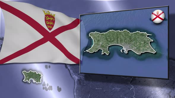 Jersey Flag And Map Animation