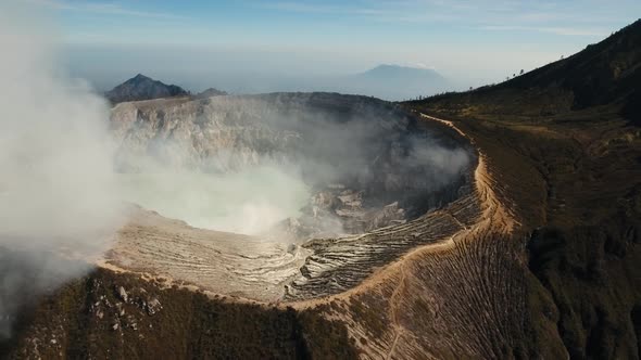 Volcanic Crater, Where Sulfur Is Mined