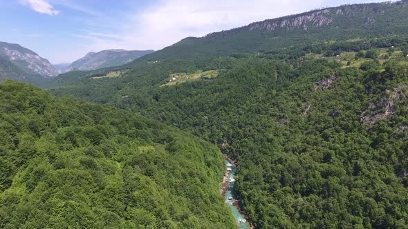 Aerial View of Tara River in Northern Montenegro