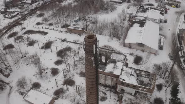 Aerial View Old Brick Chimney