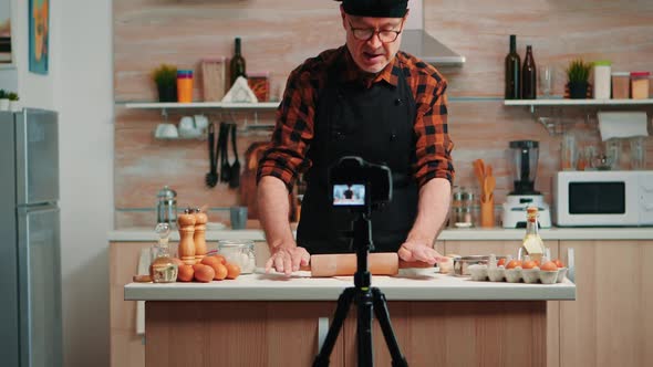 Using Wooden Rolling Pin in Front Video Camera