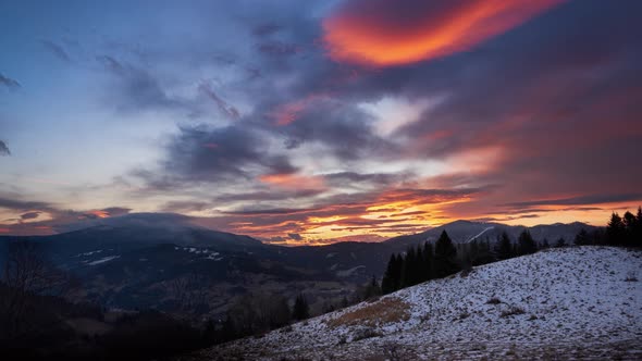 beautiful morning colored clouds shortly before sunrise , timelapse video