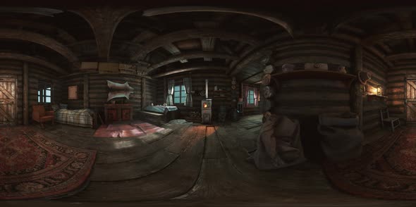 VR360 View of Old Log Home Interior