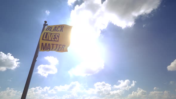 Black Lives Matter Flag on a Flagpole V4 - 4K