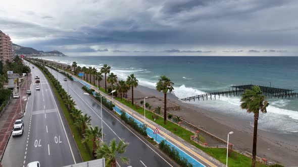 Traffic on the beach