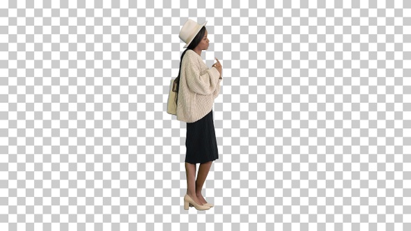 Young african american woman in knitwear, Alpha Channel