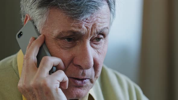 Closeup Portrait Male Sad Wrinkled Face Old Caucasian Man Angry Grandpa Upset Unhappy Frustrated