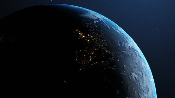 Animation of Earth in space 4k
