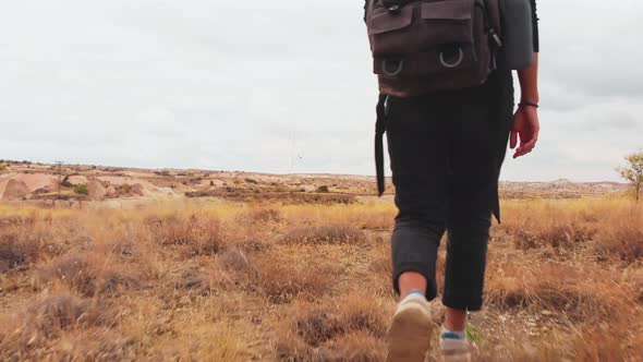 Woman Hikes Fast In Cappadocia