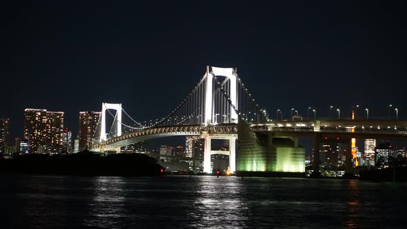 Beautiful Rainbow bridge in Tokyo city in Japan