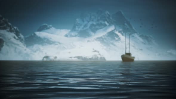 Snow Covered Mountains in Northern Ocean