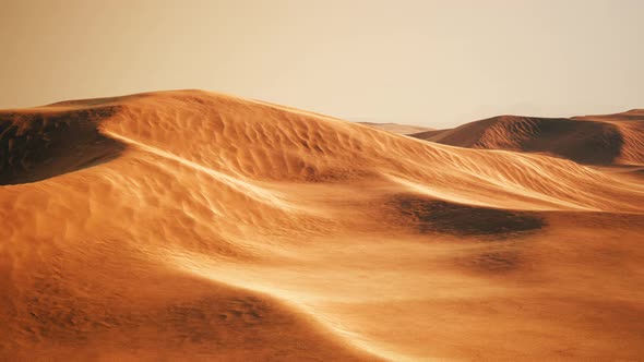 Sand Dunes at Sunset in Sahara Desert in Morocco