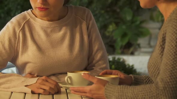 Woman Removing Hand and Refusing Friend Help, Envy Spoils Relationship, Closeup