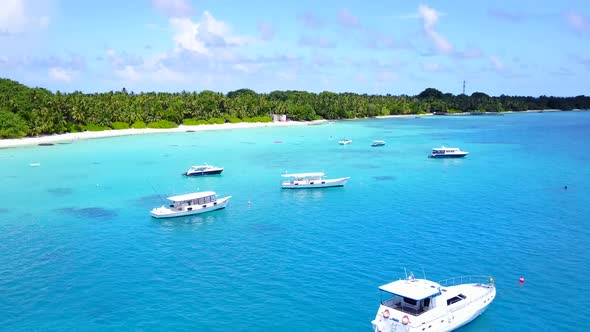 Aerial panorama of coastline beach voyage by sea and sand background