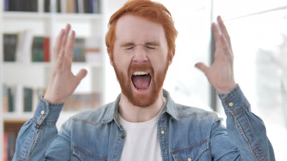 Screaming Angry Casual Redhead Man