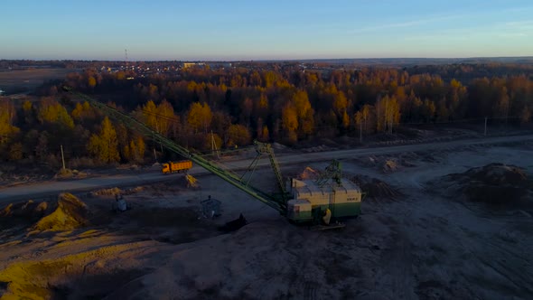 Walking Excavator in the Sand Pit.