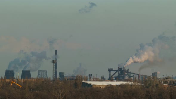 Plant heavy industry. Steam cooling towers Air pollution.