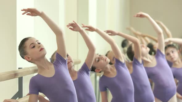 Young Caucasian Ballerinas at Ballet Studio