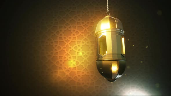 Background Of Ramadan Lantern With Islamic Engraving, Particle