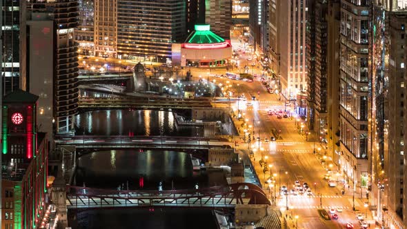 Chicago Riverwalk - Night Time Lapse