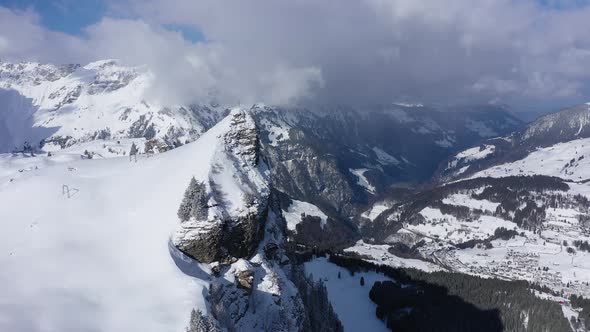 Wonderful Snowy Winter Landscape in the Alps  Aerial View