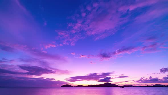 Time lapse of Majestic sunset or sunrise over sea landscape Amazing light of nature cloudscape sky