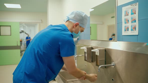 Doctor washing hands, Surgeon washing hands before operating