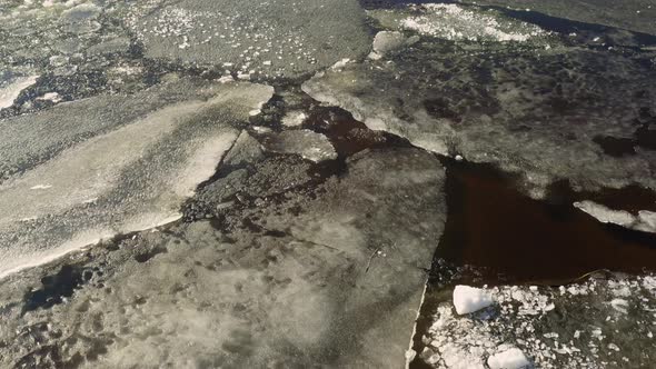 Frozen River in Aerial View