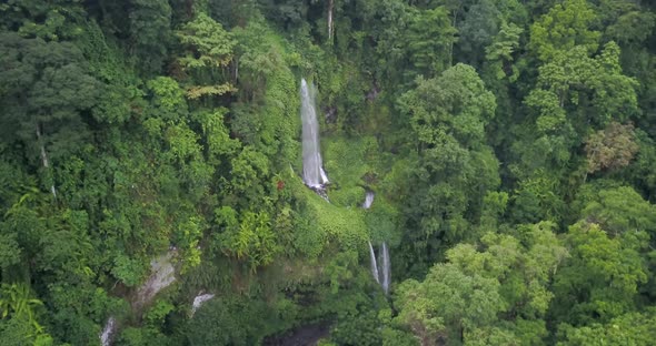 Aerial Shot of Waterfall in Tropics