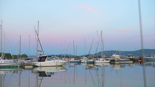 Evening Scene of Harbour with Yachts