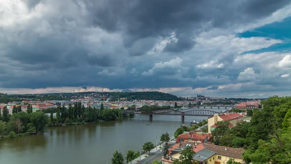 View of Prague Timelapse From the Observation Deck of Visegrad