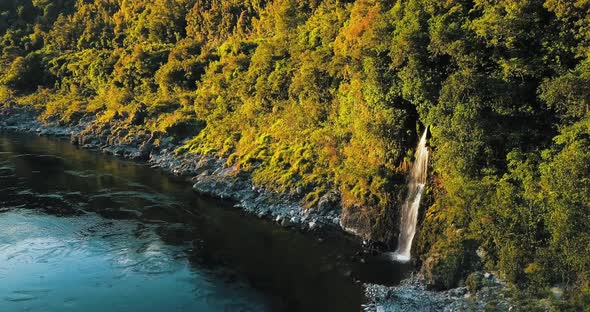 Aerial Top Down Drone View of River Buller Gorge in New Zealand - Steady Birds Eye Shot