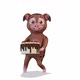 Brown Pig Congratulates And Dances With A Cake on White Background - VideoHive Item for Sale