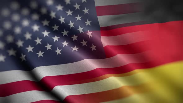 USA Germany Flag Mix Textured Waving Close Up Background HD