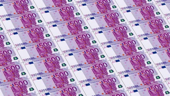 500 Euro Banknote. It’s Moving Left Upwards. Looped Animation.