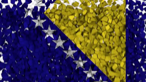 Bosnia and Herzegovina Flag Breaking Rocks Transition