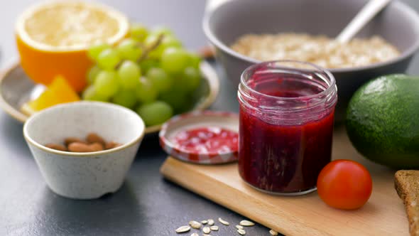 Different Food for Healthy Breakfast on Table