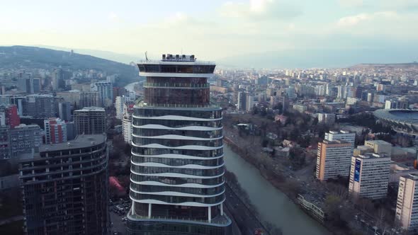 Tall building in the city aerial