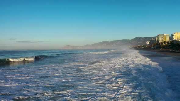 Sunrise Storm at Sea Filmed on a Drone