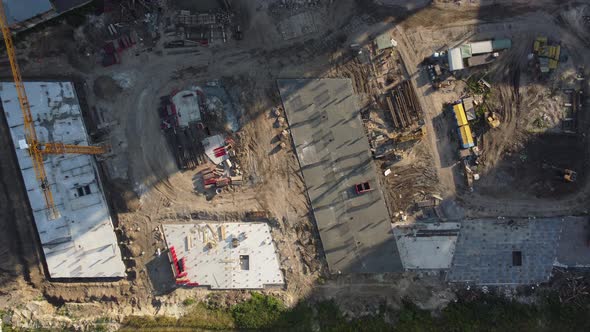 The Huge Metal Structure on the Construction Site Aerial View