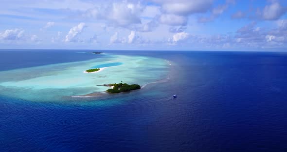 Natural aerial abstract shot of a sunshine white sandy paradise beach and blue sea background in hig