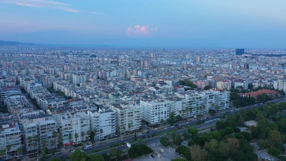 Aerial View Antalya City At Sunset