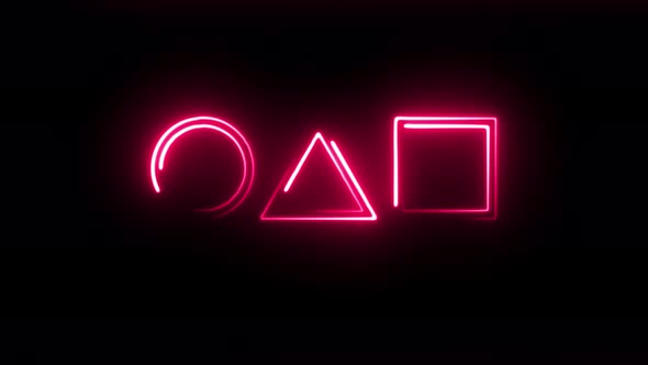 Abstract seamless circle, triangle, sqare outline animation. Animation of a glowing neon