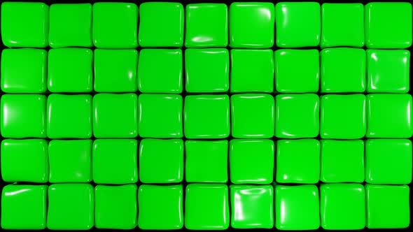 Green soft cubes randomly moving pattern. Jelly cubes warping. Abstract Boxes 3d render. Abstract