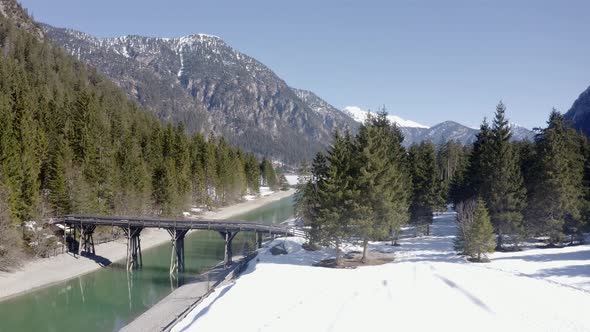 Aerial shot of lake Heiterwang in Tyrol