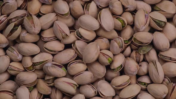 Rotating Pistachios Background Top View Closeup